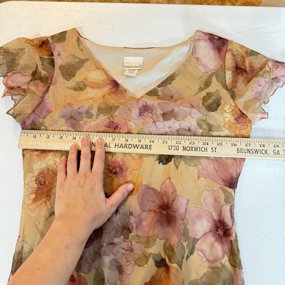 Vintage Fashion Bug Textured Floral Sheath Dress Sz 8 Yellow Purple Boho Flowy - Picture 7 of 10